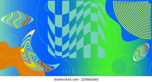 Conjunto de formas geométricas. Combinación de elementos de medio tono. Composición en segundo plano. Elementos para web, vintage, publicidad, banner.