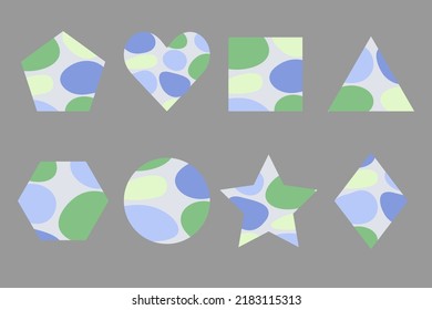 Set of geometric shapes with decorative filling. vector illustration