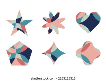 Set of geometric shapes with decorative filling. vector illustration