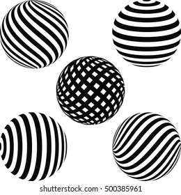 set of geometric shapes, diagonal stripes on the balloon - a sphere, a vector illustrate for print or website design