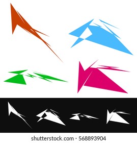 Set of geometric shapes in different colors. Textured shapes elements