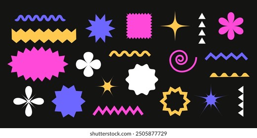 Set of geometric shapes and forms. Brutalistic figures. Vector illustration.