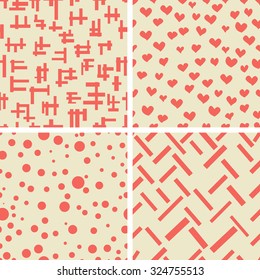 Set of geometric shapes, hearts, circle Fabric texture