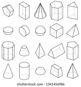 Set of geometric shapes. Isometric views. Vector illustration