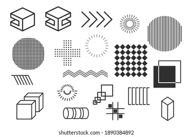 Conjunto de formas geométricas para folletos, carteles, web, publicidad, banner, afiche, venta. Estilo plano