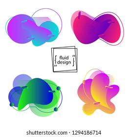 Set geometric shapes of liquid color. Trendy fluid gradient elements for logos, banners and other creative projects. Minimal abstract design. Vector.