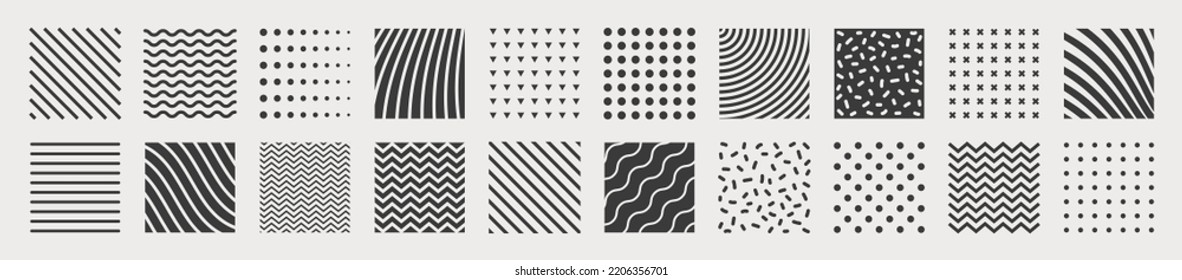 Set of geometric shapes. Memphis design, retro elements for web, vintage, advertisement, commercial banner, poster, leaflet, billboard, sale. Collection trendy halftone vector geometric shapes.