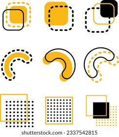 Set of geometric shapes. Memphis design, retro elements for web, vintage, advertisement, commercial banner, poster, leaflet, billboard, sale. Collection trendy halftone vector geometric shapes.