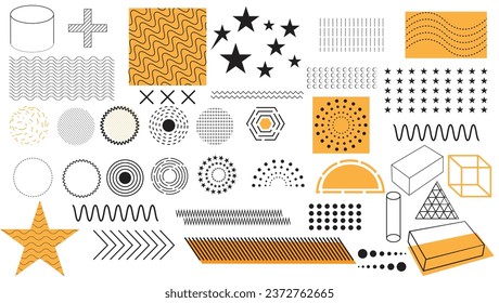 Conjunto de formas geométricas. Diseño de Memphis, elementos retro para web, vintage, publicidad, banner comercial, afiche, volante, cartel, venta.  formas geométricas vectoriales.
