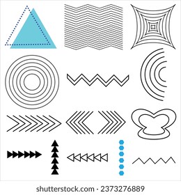 Set of geometric shapes. Memphis design, retro elements for web, vintage, advertisement, commercial banner, poster, leaflet, billboard, sale. Collection trendy halftone vector geometric shapes.