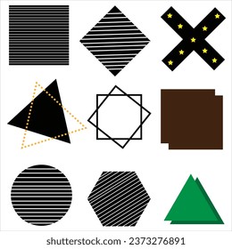 Set of geometric shapes. Memphis design, retro elements for web, vintage, advertisement, commercial banner, poster, leaflet, billboard, sale. Collection trendy halftone vector geometric shapes.