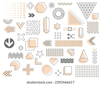 Set of geometric shapes. Memphis design, retro elements for web, sale. Vector geometric shapes. EPS 10.