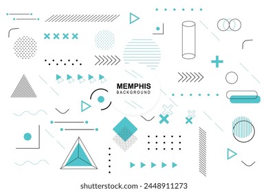 Satz geometrischer Formen. Memphis Design Retro-Elemente. Kollektion trendige Halbton geometrische Formen. Retro funky Grafik, 90er Trends Designs