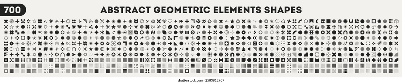 Set of geometric shapes. Memphis design, retro elements for web, vintage, advertisement, commercial banner, poster, leaflet, billboard, sale. Collection trendy halftone vector geometric shapes.	