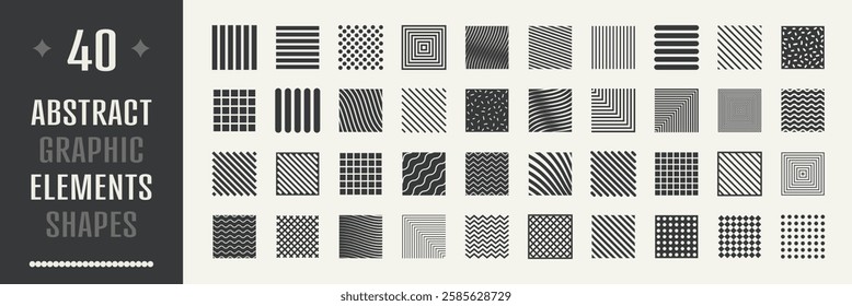 Set of geometric shapes. Memphis design, retro elements for web, vintage, advertisement, commercial banner, poster, leaflet, billboard, sale. Collection trendy halftone vector geometric shapes.	