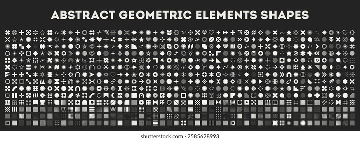 Set of geometric shapes. Memphis design, retro elements for web, vintage, advertisement, commercial banner, poster, leaflet, billboard, sale. Collection trendy halftone vector geometric shapes.	