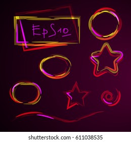 set of Geometric shapes. neon design element. 