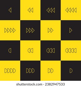Set of geometric shapes on a black and yellow square background.