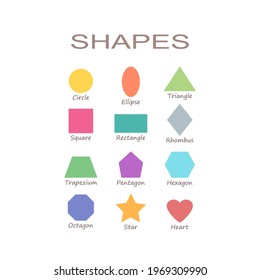 Set of geometric shapes  isolated on white background. Cartoon flat style. Vector illustration