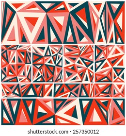 Set of geometric shapes with ornaments of colored triangles suitable for website layout