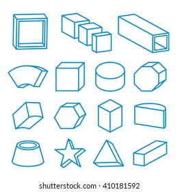 conjunto de formas geométricas, sólidos platónicos, ilustración de la línea de iconos vectoriales