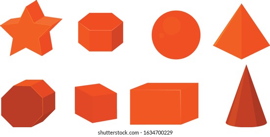 Set of geometric shapes in red color illustration