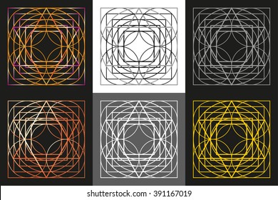Set of geometric shapes. Religion, philosophy, spirituality, occultism symbols collection. 
