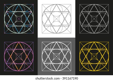 Set of geometric shapes. Religion, philosophy, spirituality, occultism symbols collection. 
