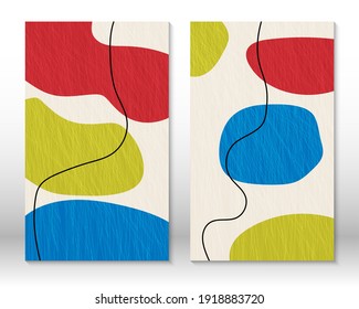 Set of geometric shapes. Scribble design modern abstract painting. Abstract hand drawn shapes. Watercolor effect design. Modern art print. Contemporary design with doodle elements.