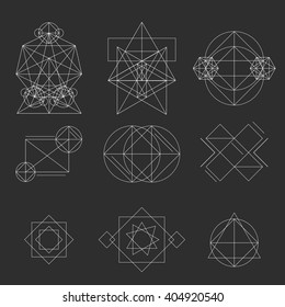 Set Geometric Shapes Signs Labels Frames Stock Vector (Royalty Free ...