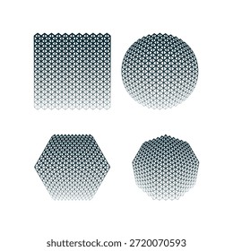 un conjunto de Formas geométricas estilizadas en un semitono hexagonal en Illustrator