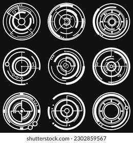Set of geometric shapes trendy halftone vector geometric shapes.
