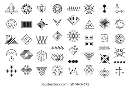 Set of geometric shapes. Trendy hipster icons and logotypes. Collection of symbols of  philosophy, religion, spirituality, occultism. 