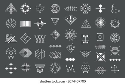 Set of geometric shapes. Trendy hipster icons and logotypes. Collection of symbols of  philosophy, religion, spirituality, occultism. 