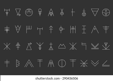 Set of geometric shapes. Trendy hipster background and logotypes. Religion, philosophy, spirituality, occultism symbols collection