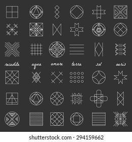 Set of geometric shapes. Trendy hipster background and logotypes. Religion, philosophy, spirituality, occultism symbols collection