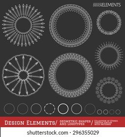 Set of geometric shapes. Trendy hipster circles and logotypes. Religion, philosophy, spirituality, occultism symbols collection. 