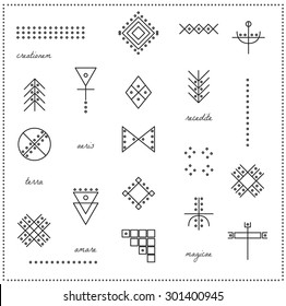 Set of geometric shapes. Trendy hipster icons and logotypes. Religion, philosophy, spirituality, occultism symbols collection. isolated