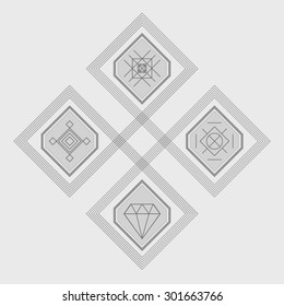 Set of geometric shapes. Trendy hipster background and logotypes. Religion, philosophy, spirituality, occultism symbols collection