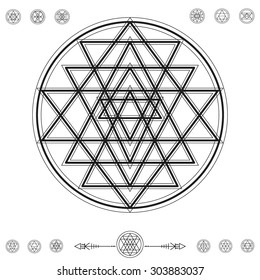 Set of geometric shapes. Trendy hipster background and logotypes. Religion, philosophy, spirituality, occultism symbols collection