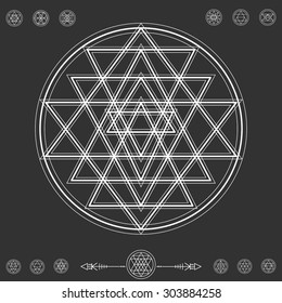 Set of geometric shapes. Trendy hipster background and logotypes. Religion, philosophy, spirituality, occultism symbols collection