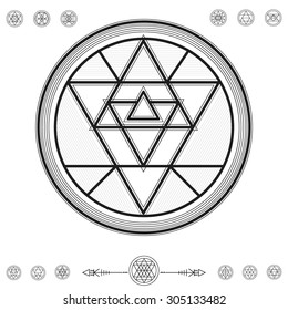 Set of geometric shapes. Trendy hipster icons and logotypes. Religion, philosophy, spirituality, occultism symbols collection