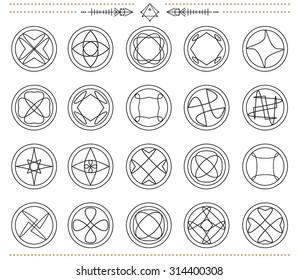 Set of geometric shapes. Trendy hipster icons and logotypes. Religion, philosophy, spirituality, occultism symbols collection