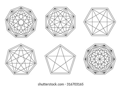 Set of geometric shapes. Trendy hipster icons and logotypes. Religion, philosophy, spirituality, occultism symbols collection