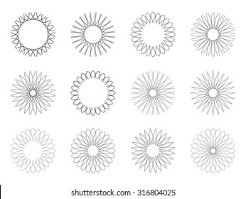 Set of geometric shapes. Trendy hipster circles and logotypes. drops on flower, isolated