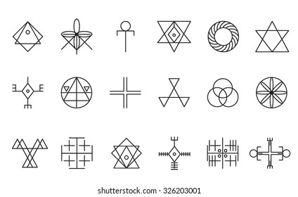 Set of geometric shapes. Trendy hipster icons and logotypes. Religion, philosophy, spirituality, occultism symbols collection