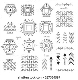 Set of geometric shapes. Trendy hipster icons and logotypes. Religion, philosophy, spirituality, occultism symbols collection. isolated