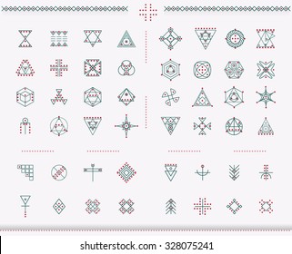 Set of geometric shapes. Trendy hipster icons and logotypes. Religion, philosophy, spirituality, occultism symbols collection