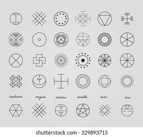 Set of geometric shapes. Trendy hipster icons and logotypes. Religion, philosophy, spirituality, occultism symbols collection