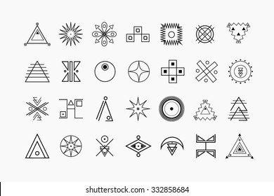 Set of geometric shapes. Trendy hipster icons and logotypes. Religion, philosophy, spirituality, occultism symbols collection